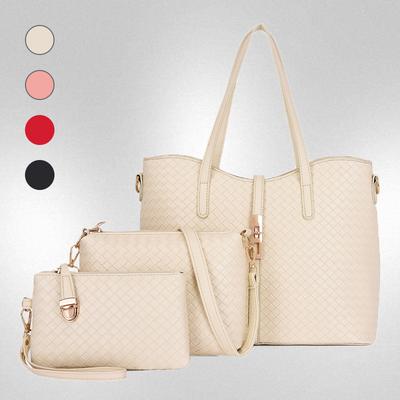 New One-shoulder Woven Mother and Child Three-piece Set Large-capacity Women's Bag Handbag Messenger Bag Bag