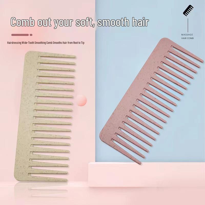 Weizenstroh Glattes Haar Massage Anti-Verhedderung Flach & Breit gezahnter Glättkamm