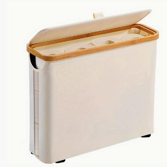 Foldable Bamboo Storage Bin with Lid for Kitchen Recycling