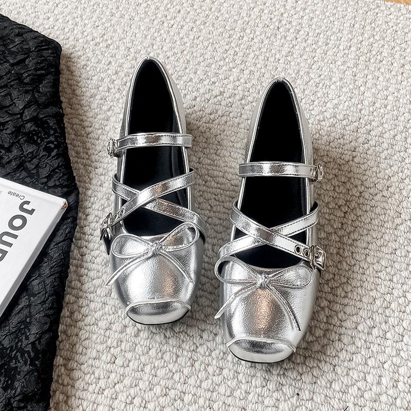 Mary Jane shoes women's 2025 autumn new retro square head ballet shoes heightening French shallow mouth one-word buckle women's shoes