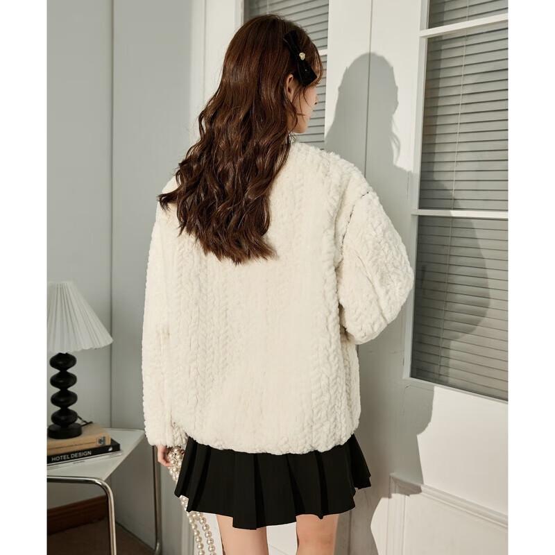 TonLion Women's Elegant Faux Lamb Wool Short Coat