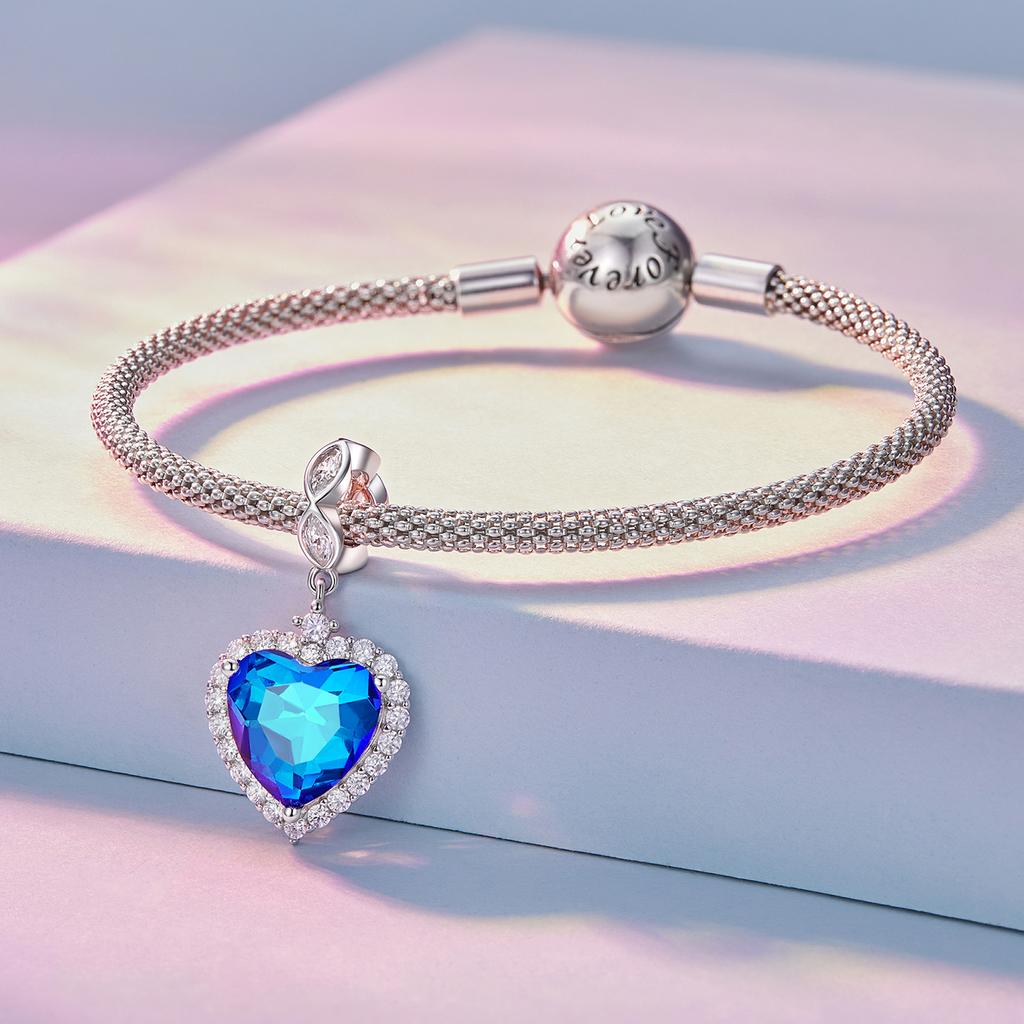 925 Sterling Silver CZ Charm Pendant Mermaid Unicorn Moon Heart Dangle Bead Fit Snake Chain Bracelet Necklace DIY