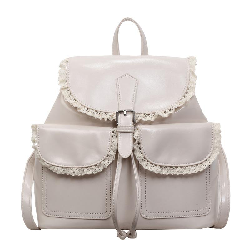 Schoolbag1011 spring and summer backpack women's new solid color commuter backpack retro casual mini schoolbag