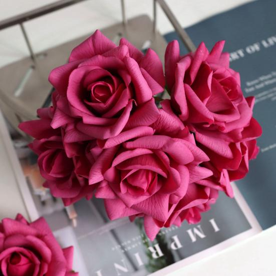 

1Pc 5 Heads Fake Flower Smooth Surface Plastic Photography Props Artificial Plant Home Decor
