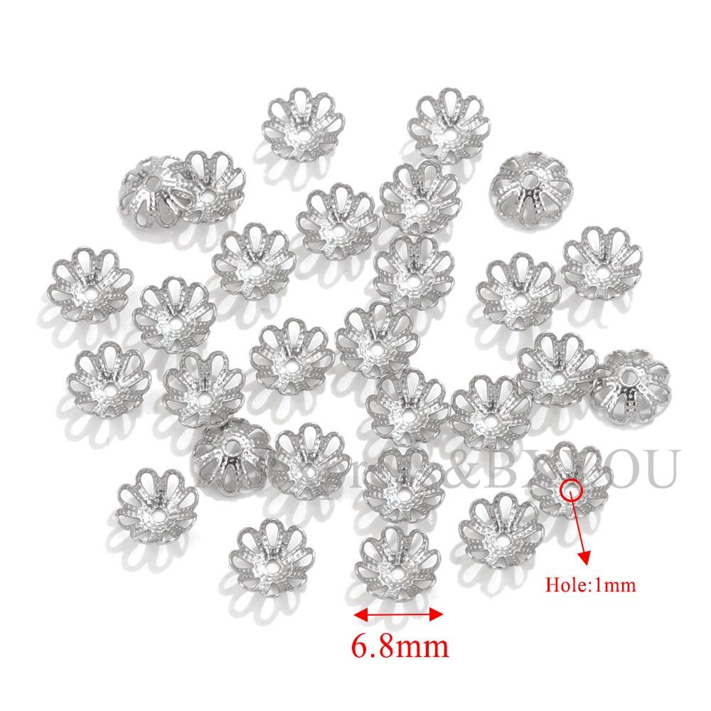 50Pcs/Lot Stainless Steel Flower Petal End Spacer Beads Caps Charms Bead Cups For Jewelry Making Supplies Findings Accessories