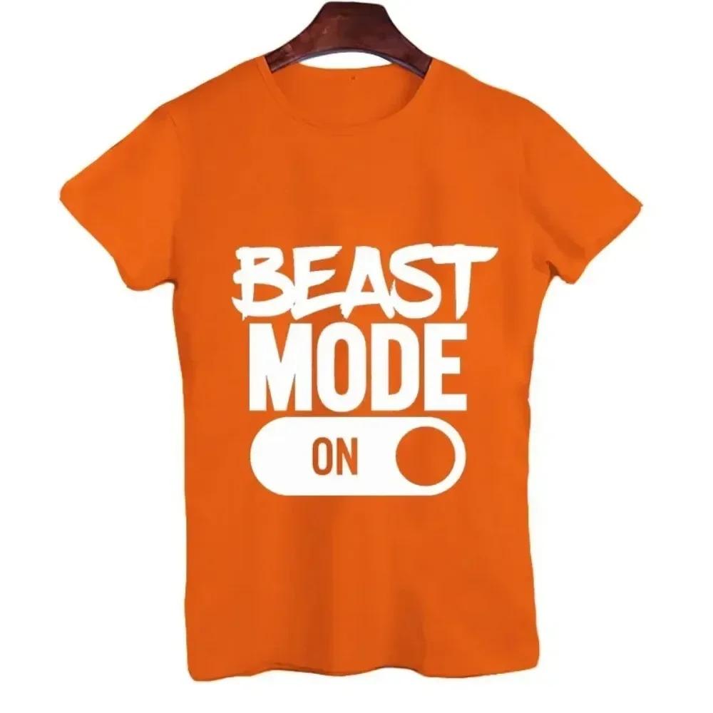 Men'S Tees Shirts Beast Mode on Print Funny Design Tshirt Short Sleeve Vacation Tops Male Women T-shirt Oversize Summer Clothes