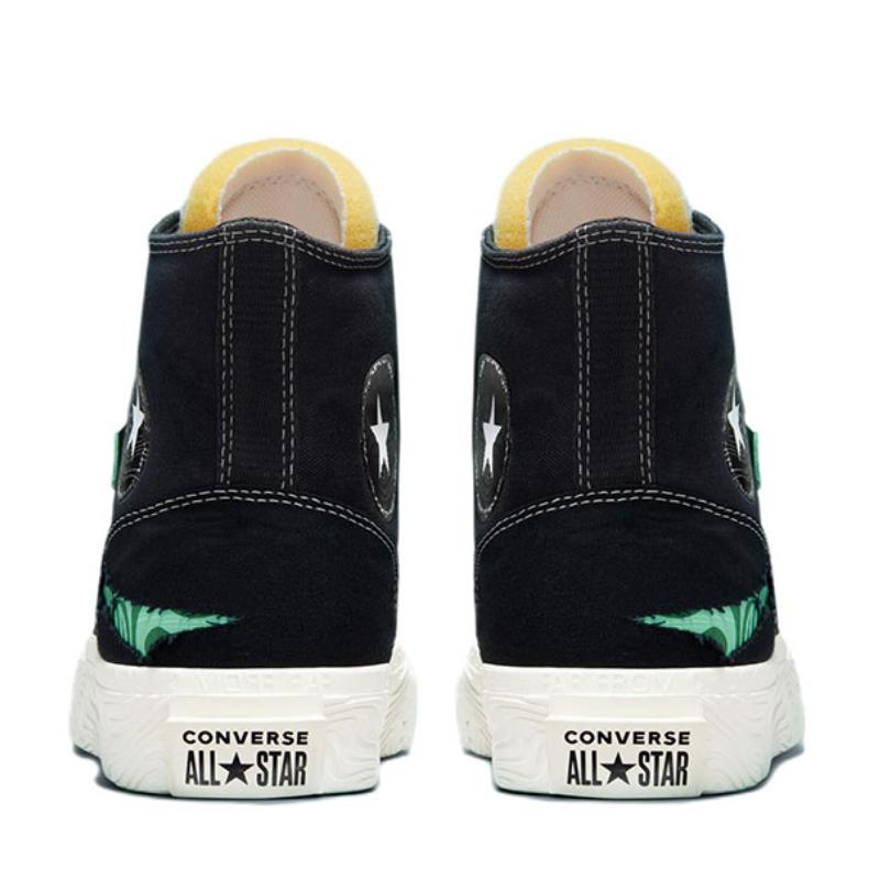 Converse Chuck Taylor Alt Star Tear Away Trend Lightweight Abrasion Resistant High Top Espadrilles Unisex Black & Green