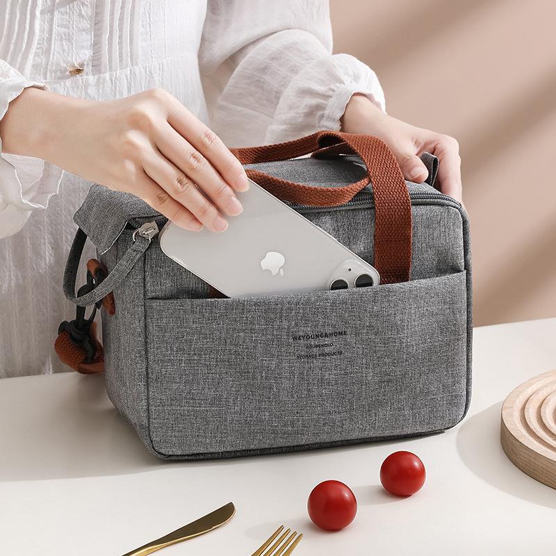 New Portable Lunch Bag For Women Thermal Insulated Lunch Box Tote Cooler Handbag Waterproof Bento Pouch Office Food Shoulder Bag