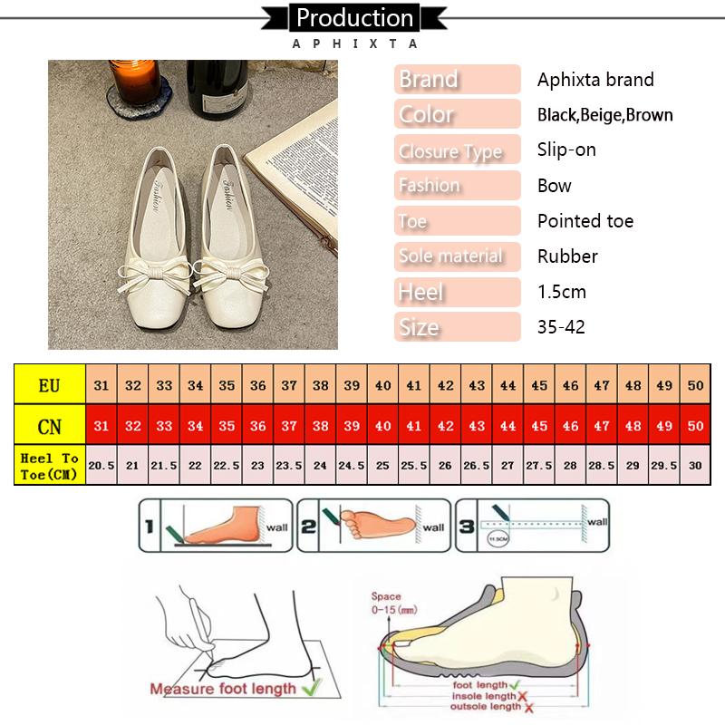 Aphixta 2024 Women Flats Shallow Loafers Bow Soft Walking Designer Shoes Comfort Retro Female Zapatillas Women's Flat Shoes