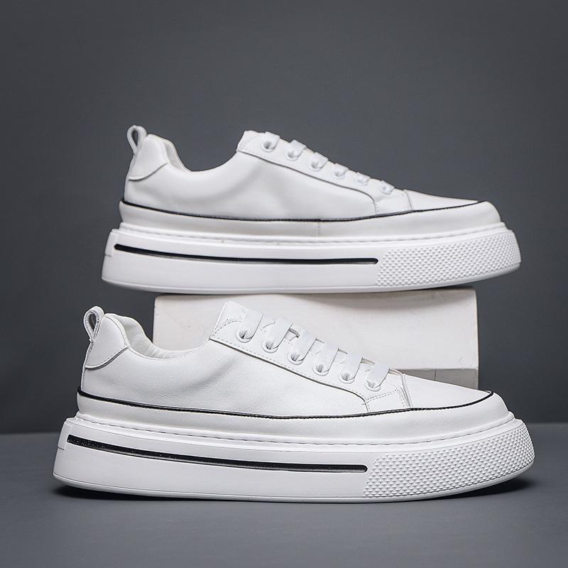 Men s shoes board shoes leather autumn new youth Guochao new European station skateboard casual flat Wenzhou shoes 38