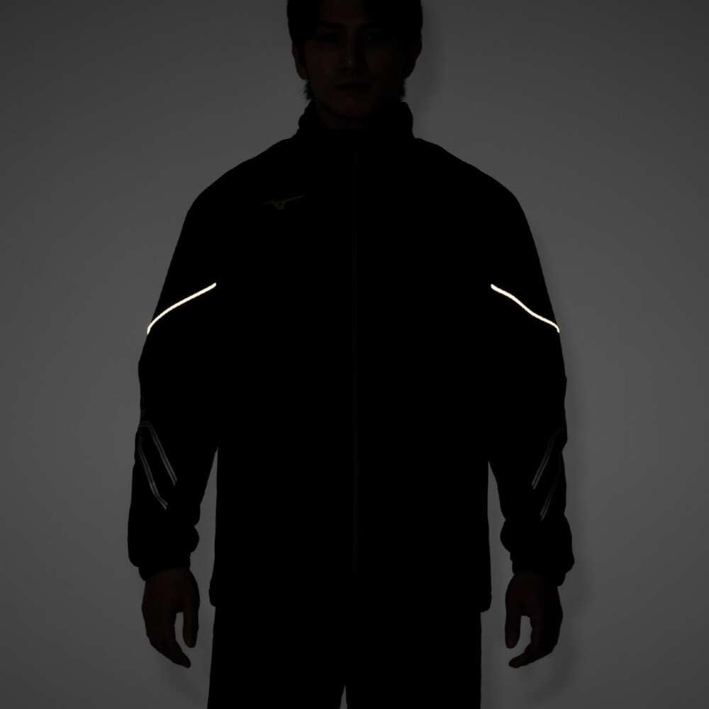 Mizuno Breath Thermo Training Warmer Jacket with and Windproof Black and Gold MC-LINE Wear, Moisture-Wicking, Heat-Generating, Water-Repellent,