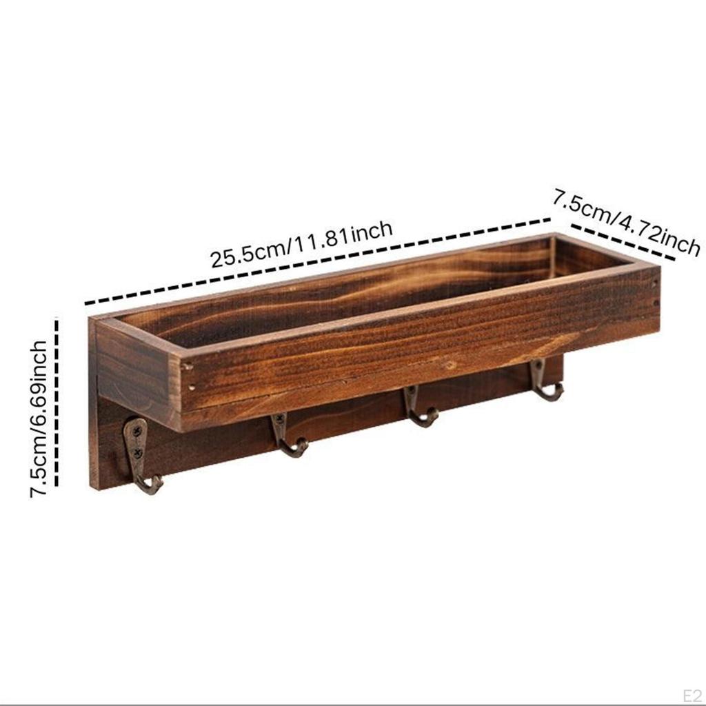 Key Holder Wall Mount Wooden Hanger with Hooks and Mail Organizer Letter