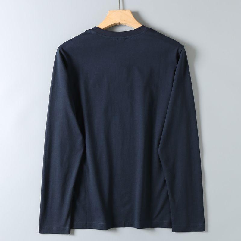 Export Genuine American-Style All-Cotton Skin-Friendly Breathable Casual Base Shirt for Men, Loose Fit Versatile Round Neck Long-Sleeve T-Shirt