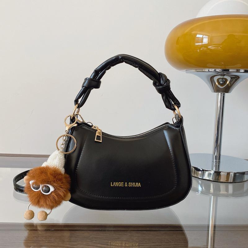 

Niche solid color simple and versatile design handbag popular in summer shoulder messenger bag commute no pendant чёрный