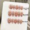 Leopard Print Heiress Cat Eye Bow False Nails - Sweet & Spicy Blush Design