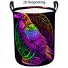 1pc Laundry Basket, Colorful Neon Raven Graphic Print Dirty Clothes Hamper, Artistic Mystic Symbol Pattern Storage Bin, Folding Organizer with Sturdy 
