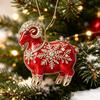 2D Acrylic Chinese Zodiac Goat Ornament Red Gold Color for Christmas Lunar New Year Home Door Hanging Decor Gift