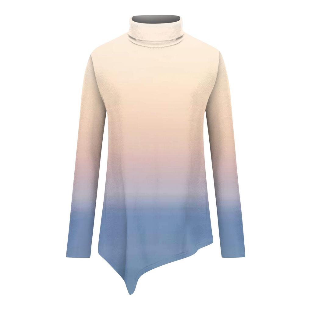 Women's Casual Everyday Tops Long Sleeve Turtleneck Fashion Print Shirt Tops T Shirt Pullover