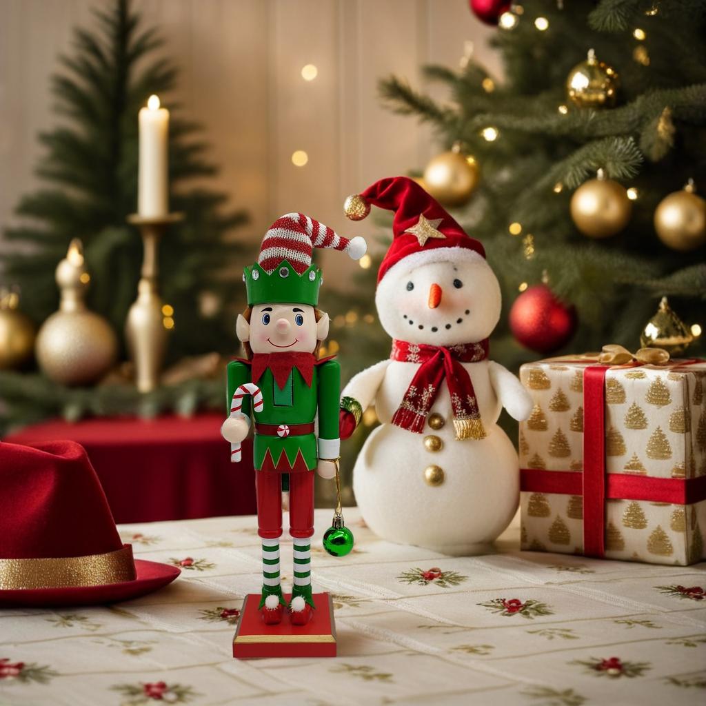 Christmas Elf Holiday Nutcracker Wooden Nutcracker Soldier Figurine For Xmas Parties Mini Elf Dolls For Festive Home Decorations