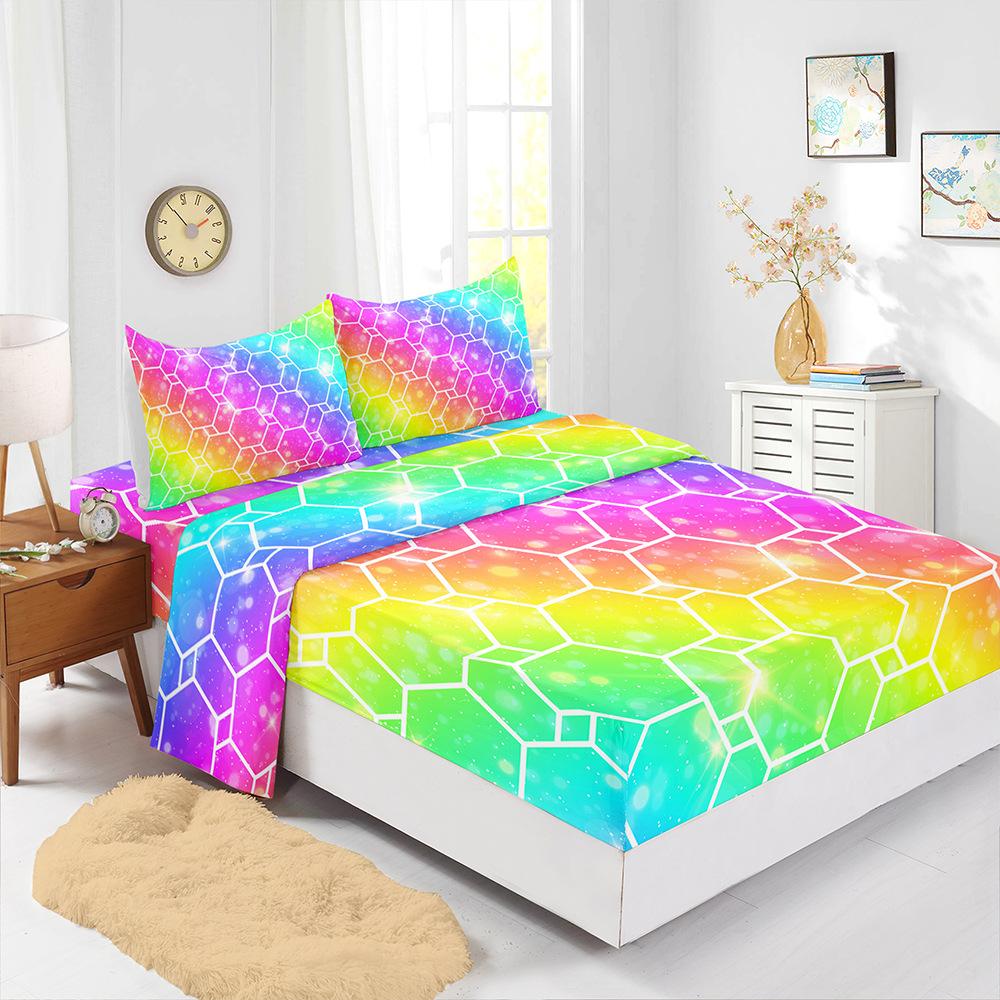 Four-Piece Mattress Color Gradual Change Panda 3D Digital Printing Kit Mattress Protective Cover