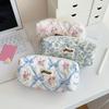 Quilted Bow Floral Pencil Case Multi-Layer Stationery Storage Bag Stationery Organizer for Teen Girls