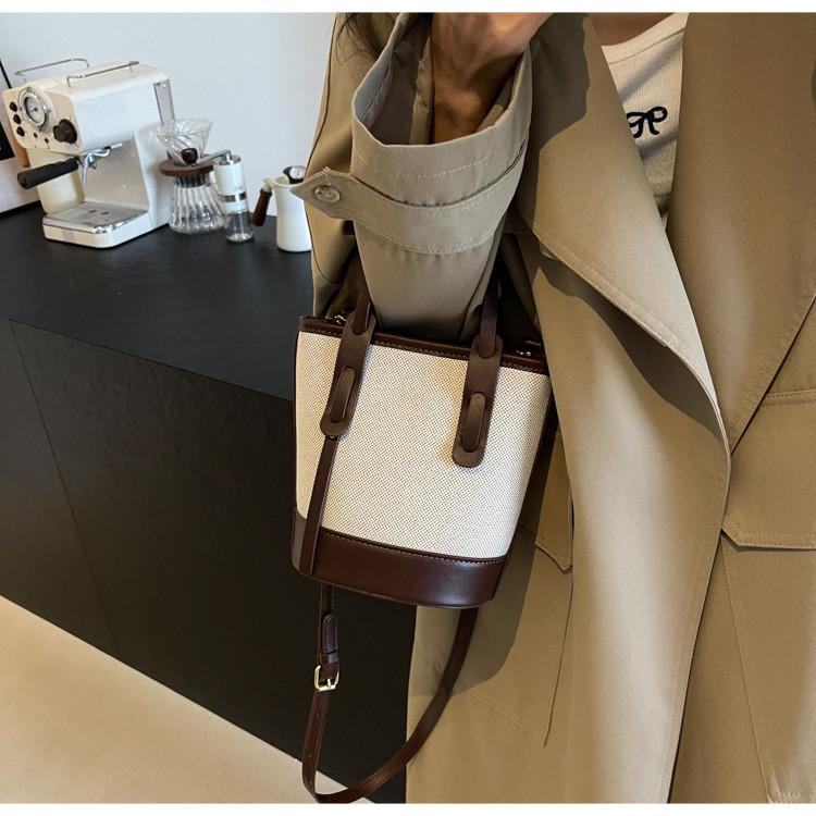 IELGY Ladies Messenger Bag Casual Portable Shoulder Contrast Color Bucket Bag