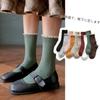 Lacework Ruffles Socks Solid Cotton Breathable Harajuku Vintage Streetwear Crew Sock Japanese Kawaii Cute Women's Socks