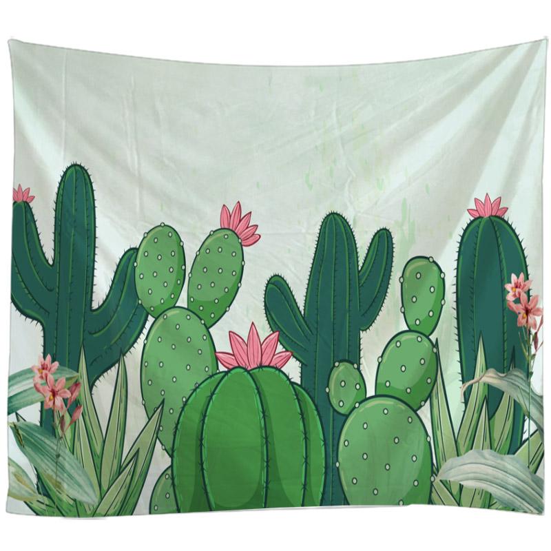 Cactus Decor Tapestry Watercolor Printed Wall Hanging Bedroom Living Room Dorm Tapestry Beach ThrowTable RunnerCloth