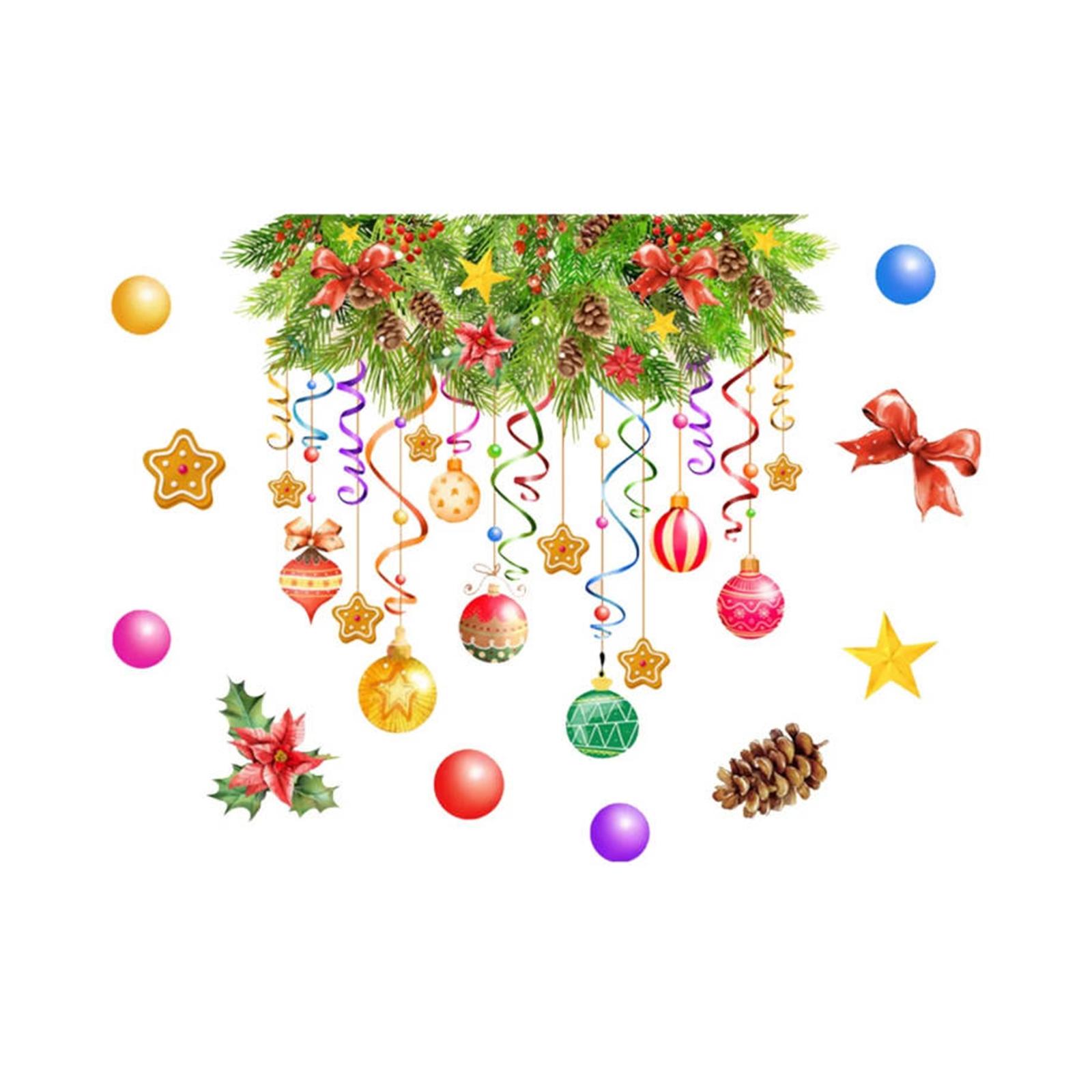 

Рождественские огни, Разноцветные шары, Ленты, Декоративные наклейки на окна, Двусторонние электростатические наклейки с печатью, Без клея, Съемные. One Size белый