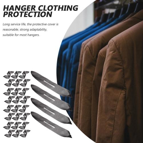 FRCOLOR Hanger Sponge Covers, 50-Piece Set, Non-Slip, Mark-Free, Scratch-Resistant, Fits 40cm Hangers (Black, 41*7*0.3cm)