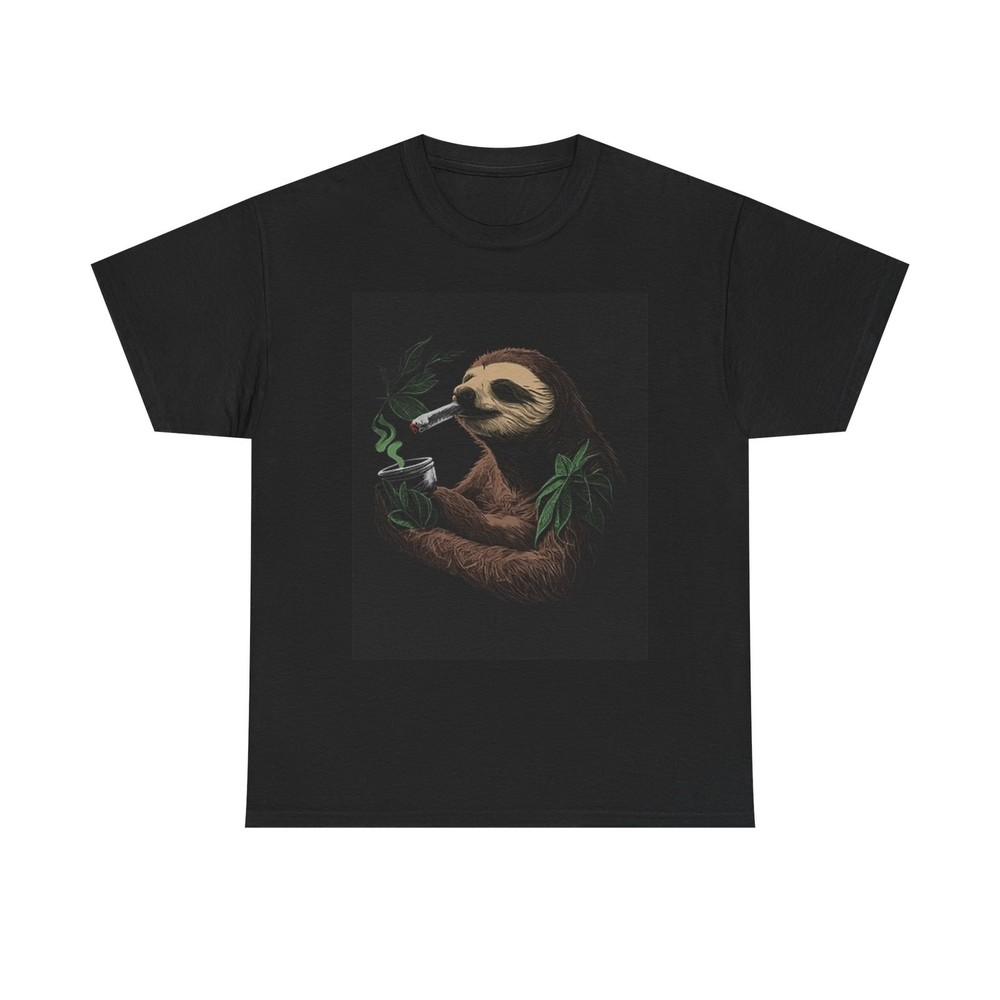 Sloth Smoking Weed T Shirt Funny Joint Graphic Unisex Heavy Cotton Tee Unisex T-Shirt XXXL