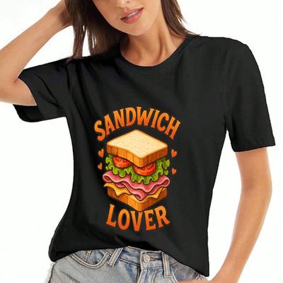 Sandwich Lover  Cotton T Shirt, Pure Cotton Highquality Print, Durable, Casual And Fashionable. Perfect For Foodies, Cute Sandwich Graphic Tee For , G