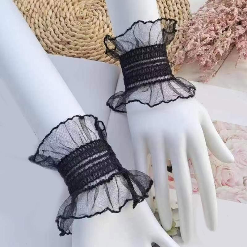Cosplay Maid Elastic Decorative Wrist Cuffs All-match Detachable Cuffs for Girls