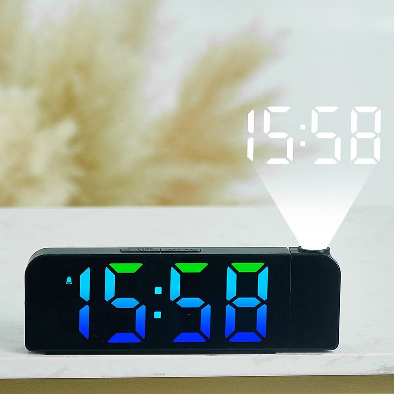 Digital Led Alarm Clock With Rgb Color Projection For Bedroom Decor
