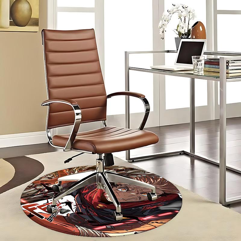 1 Stück Anime-Figur mit „FENGO“-Aufdruck Runder Teppich - Bürostuhlmatte, Rutschfester Teppich für Heimdekoration, Saisonales Geschenk, Geeignet für Büro, Wohnzimmer