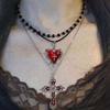 Y2k Gothic Heart Shape Pendant Jewelry Set With Alloy Material For Teens
