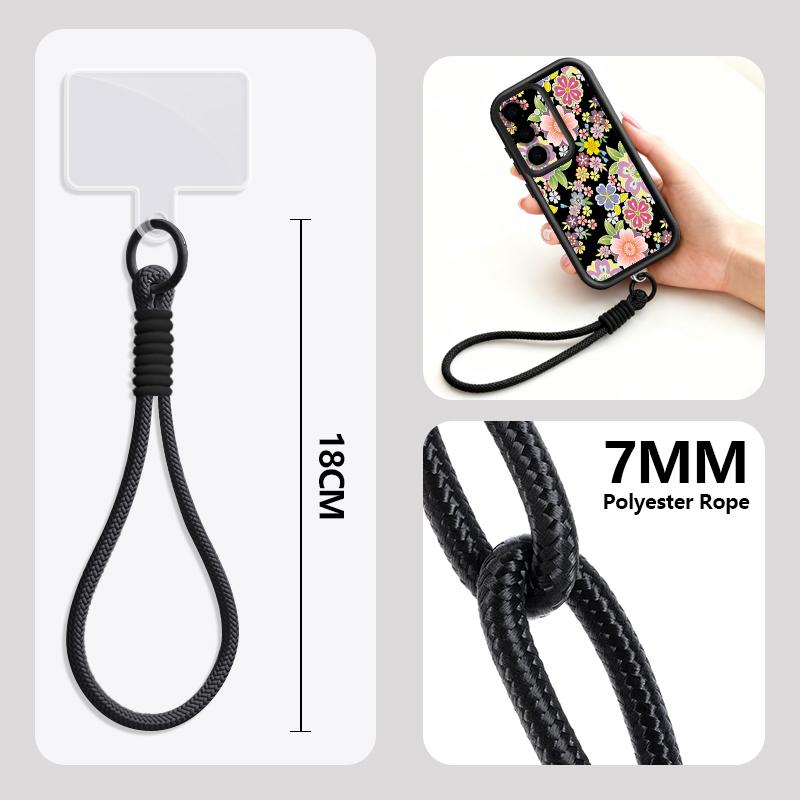 Wrist Lanyard Phone Case For Samsung Galaxy S26 S24 S25 Ultra S23 S25 FE A57 A17 A56 A16 A55 A54 A15 A25 Pink Flower Print Cover