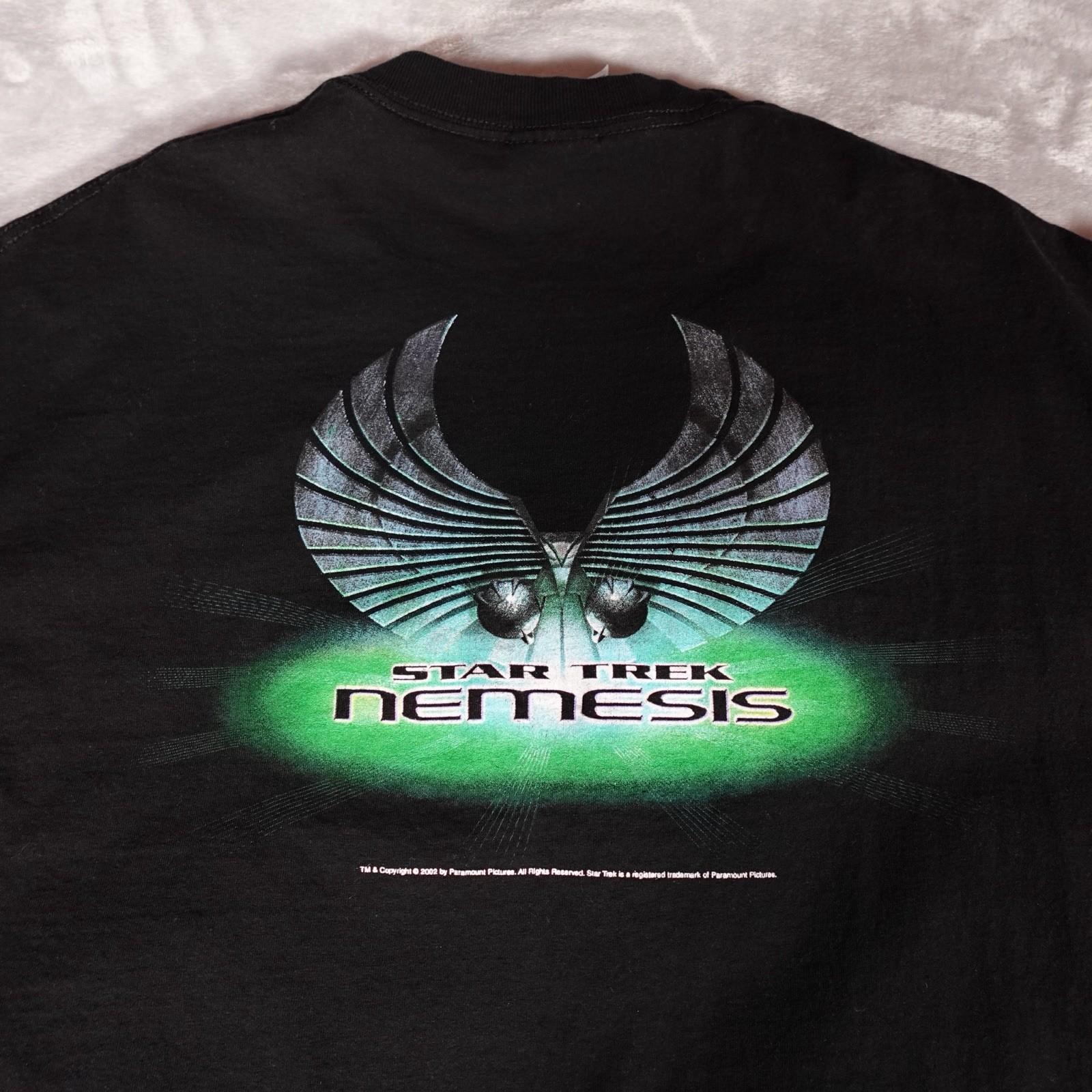 Vintage Star Trek Nemesis Movie Promo T Mens XL Slim Fit Black 2002 Y2K Unisex T-Shirt L