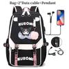 Kuromi Student Backpack With Usb Charging Port For Casual Travel And School Use
