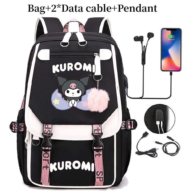 Kuromi Student Backpack With Usb Charging Port For Casual Travel And School Use