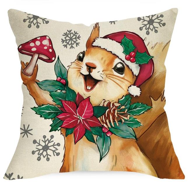 

Новая Рождественская наволочка Милый Лось Белка Креативные Буквы Премиальная Легкая Роскошная Наволочка 45 * 45Cm