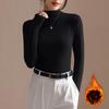 Autumn and Winter Sheepskin Semi High Neck Warm Long Sleeved SweaterWomen's Slim Fit Waist Cinching and Plush Thickened Base Shirt