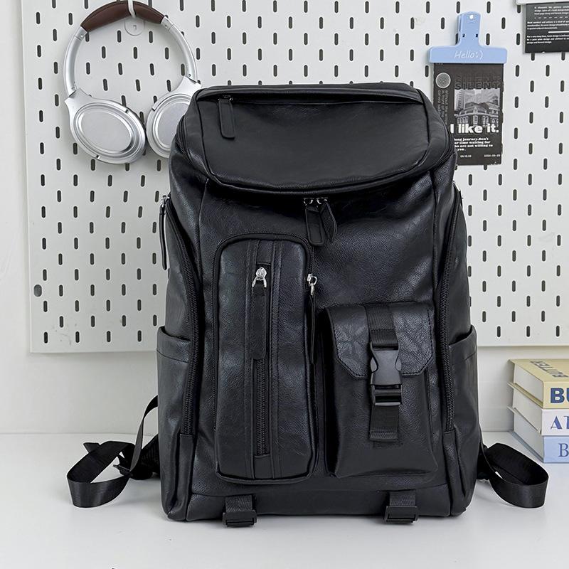 Schoolbag New large-capacity backpack Men's PU leather schoolbag Outdoor travel mountaineering bag Women's multi-purpose backpack