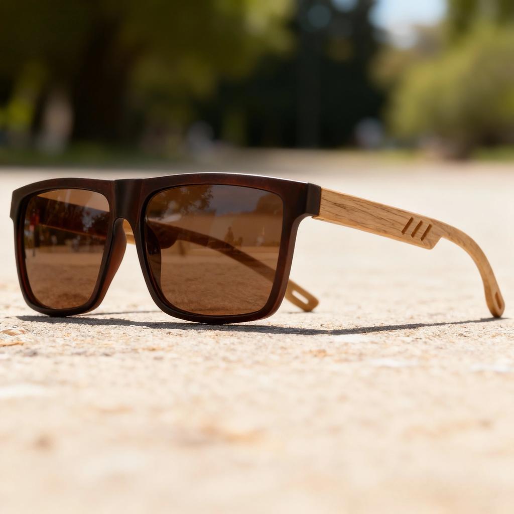 UV111 Anti Ultraviolet Lens Sunglasses Fashion Square Wood Grain Flexible Spring Hinge Unisex Eyewear Light Comfort Shades New