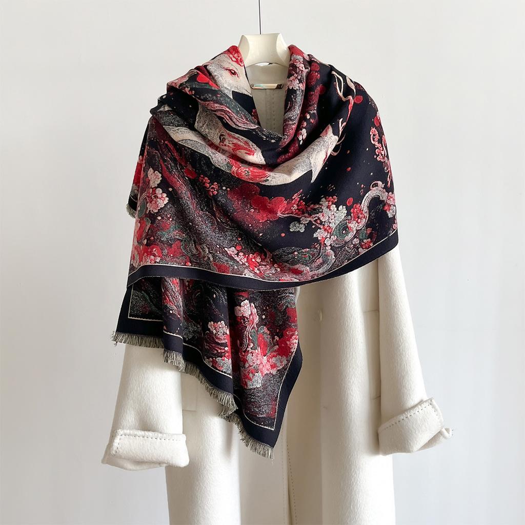 Winter Thickened Warm Shawl Cashmere And Versatile Variety Of Windproof And Cold-Proof Scarf Neck Protection Scarves