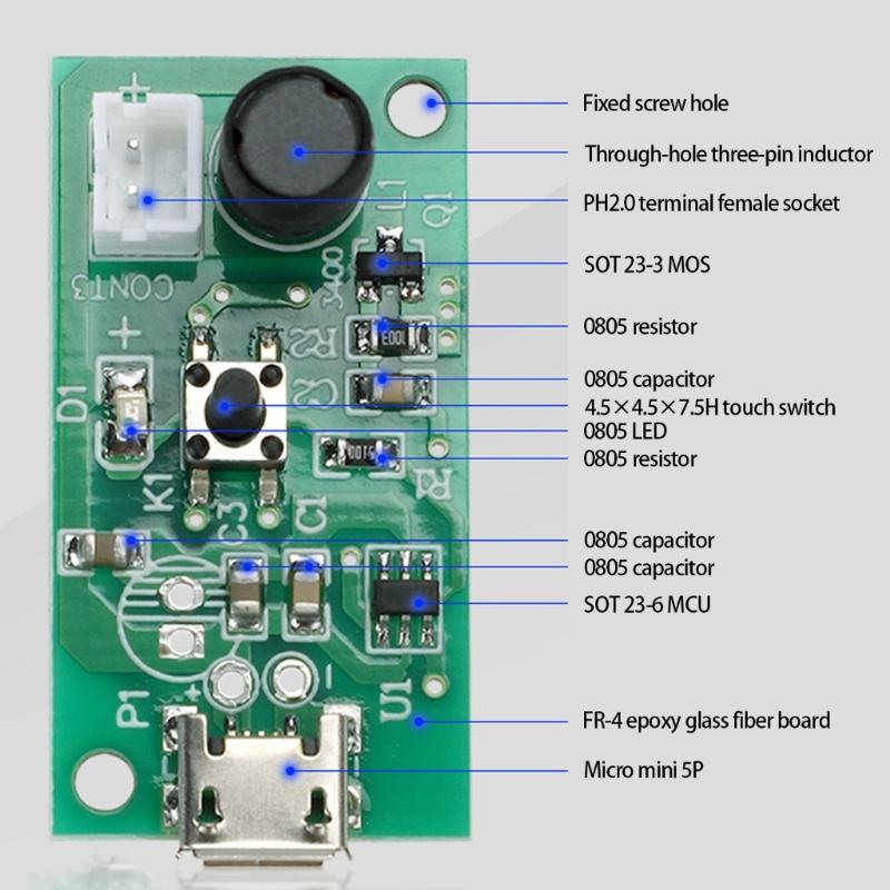 Ultrasonic Mist Maker Humidifier Module With USB Power Supply Compactly Design For Indoor Air Moisturizing Environment