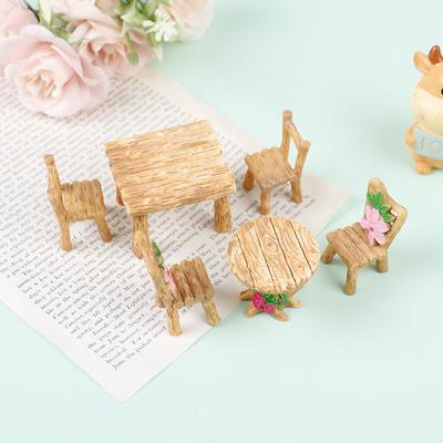 3 Peças/Conjunto Brinquedo de Móveis Presente Infantil Mesa Cadeira Artesanato Miniatura Casa de Bonecas Miniatura Paisagem Sala de Jantar Cozinha Decoração