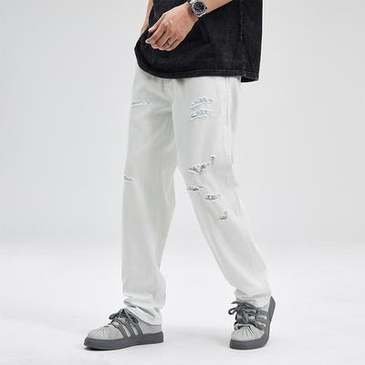 Neue Frühlings- und Sommerhimmelblaue Weiße Japanische Lockere Gerade Jeans Weitbeinjeans