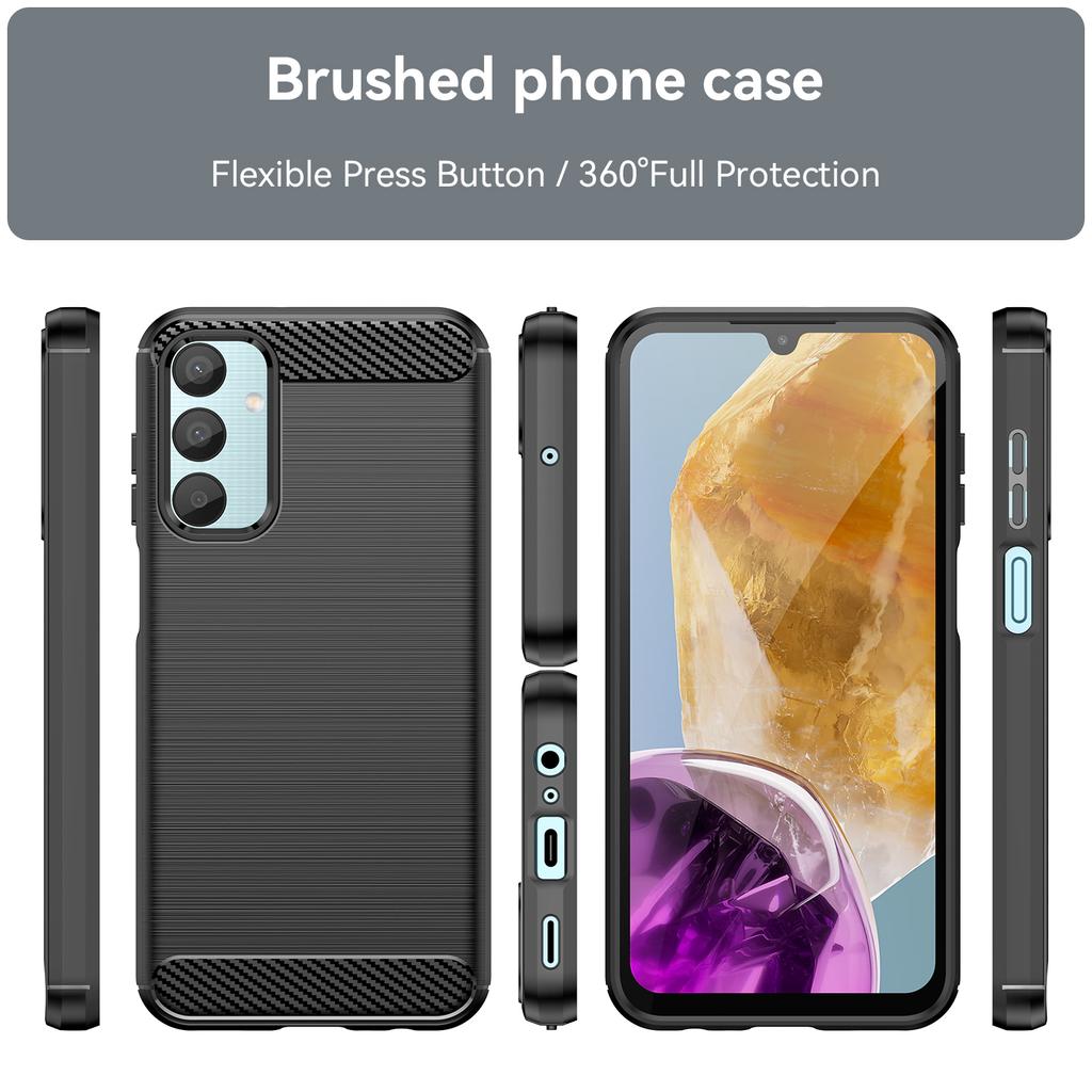 For Samsung Galaxy M15 5G/F15 5G Brushed Case Carbon Fiber Texture TPU Phone Cover