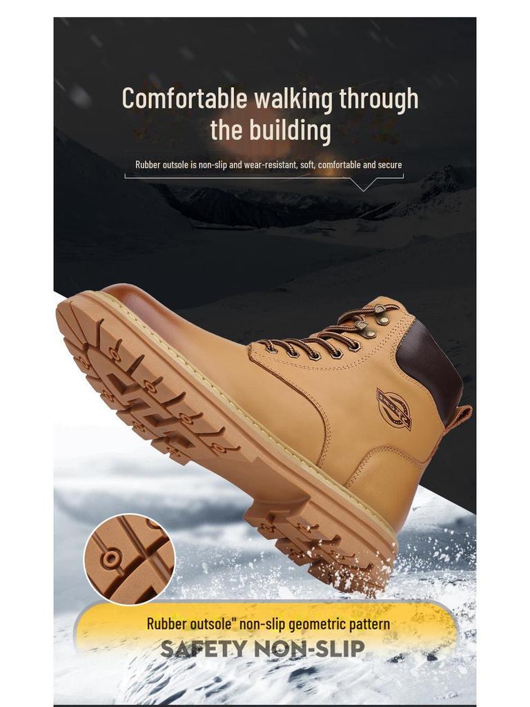 Pánské zimní vlněné kožené martensky – žluté, teplé, s velvetovou podšívkou